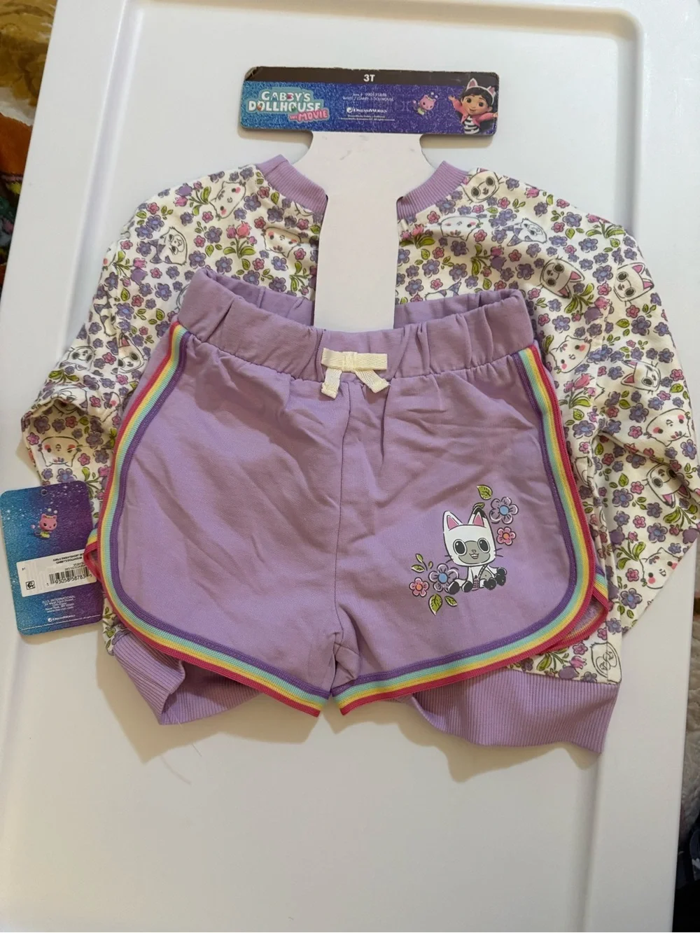 Dreamworks Lavender Floral Rainbow Sweatshirt with Plush Character Pocket